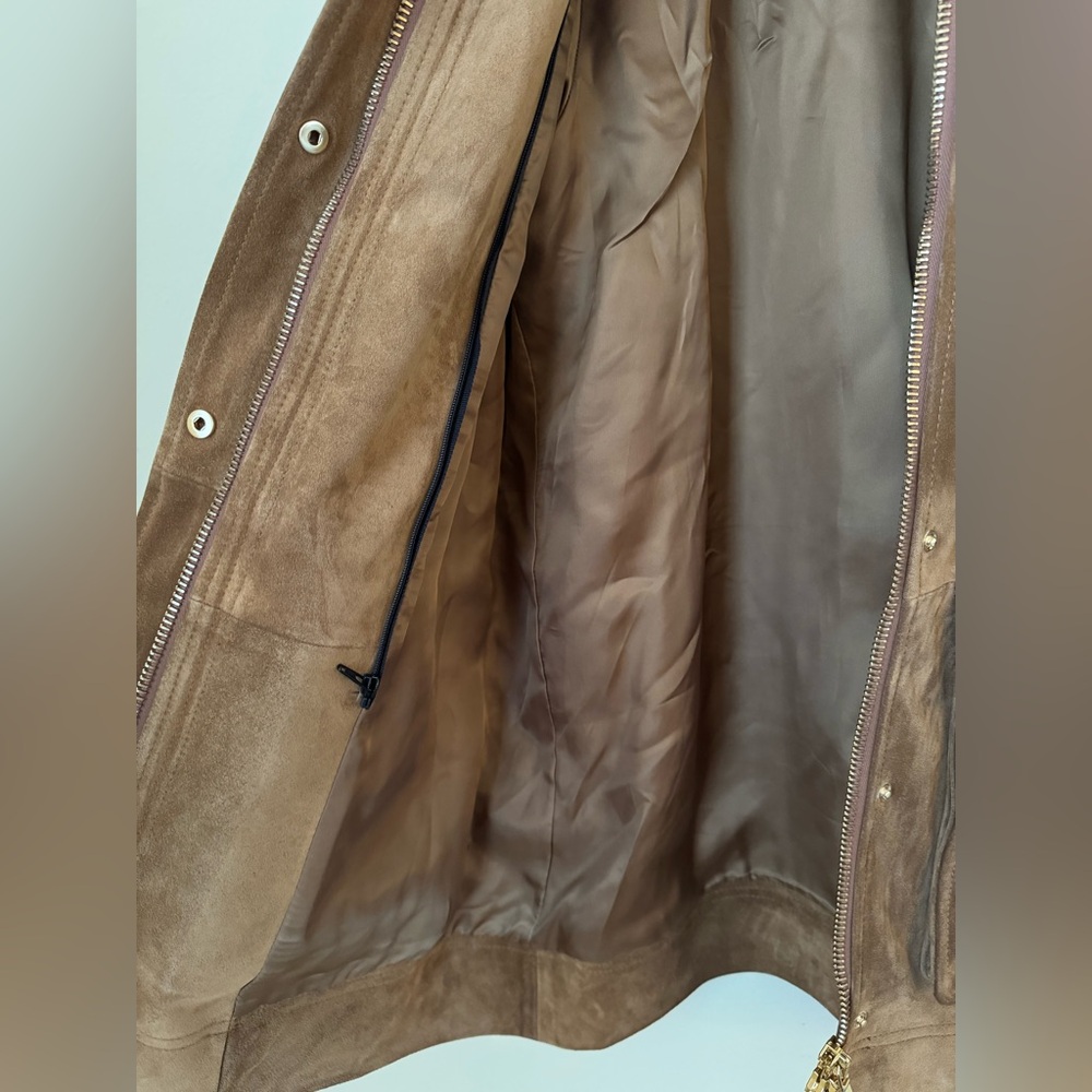 Veronica Beard Suz Suede Dickey Chore Coat Jacket Whisky Large - Picture 3 of 5